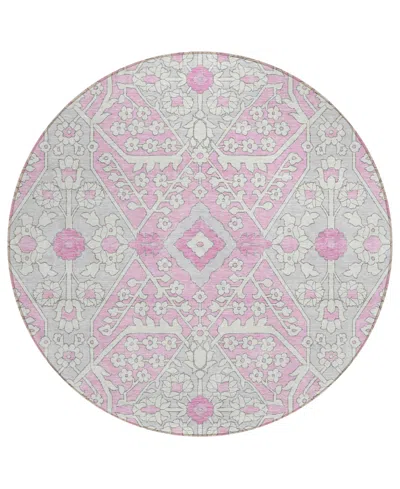 Addison Chantille Acn863 8'x8' Round Area Rug In Pink