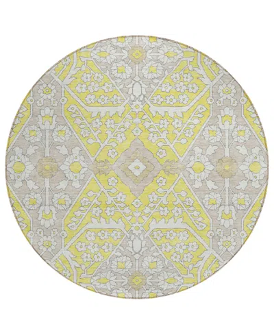 Addison Chantille Acn863 8'x8' Round Area Rug In Yellow