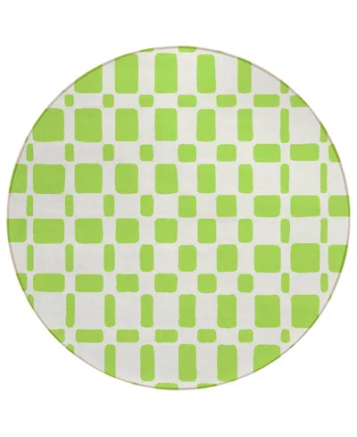 Addison Chantille Acn871 8'x8' Round Area Rug In Lime