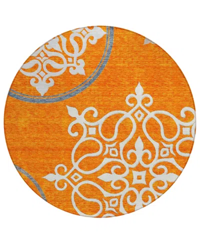 Addison Chantille Acn874 8'x8' Round Area Rug In Orange