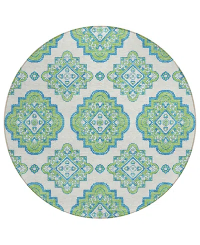 Addison Chantille Acn878 8'x8' Round Area Rug In Lime