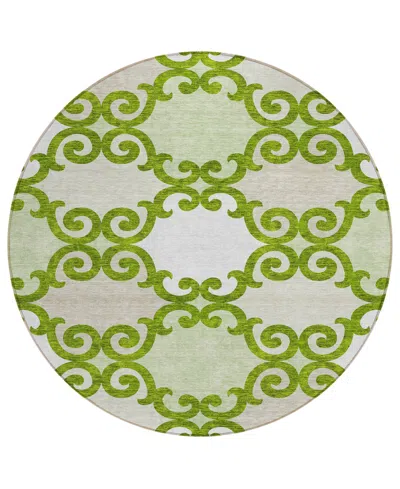 Addison Chantille Acn883 8'x8' Round Area Rug In Lime