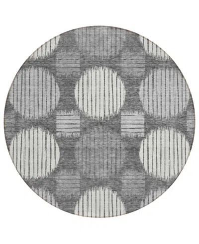 Addison Chantille Acn900 8'x8' Round Area Rug In Charcoal