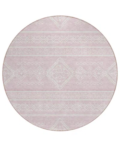 Addison Chantille Acn901 8'x8' Round Area Rug In Pink