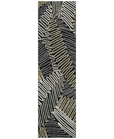 Addison Chantille Machine Washable Acn904 2'3"x7'6" Runner Area Rug In Black