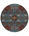 Addison Chantille Machine Washable Acn1002 8'x8' Round Area Rug In Denim
