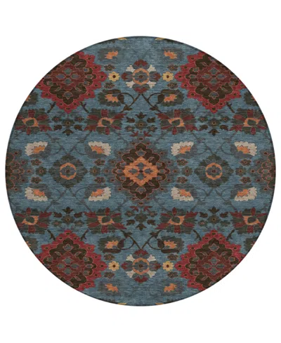 Addison Chantille Machine Washable Acn1002 8'x8' Round Area Rug In Denim