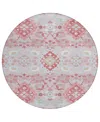 Addison Chantille Machine Washable Acn1002 8'x8' Round Area Rug In Rose