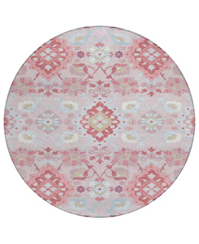 Addison Chantille Machine Washable Acn1002 8'x8' Round Area Rug In Rose
