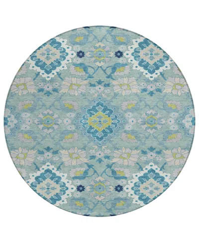 Addison Chantille Machine Washable Acn1002 8'x8' Round Area Rug In Teal