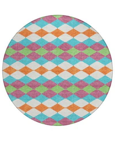 Addison Chantille Machine Washable Acn1007 8'x8' Round Area Rug In Rose