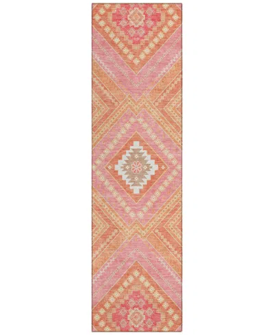Addison Chantille Machine Washable Acn1010 2'3"x7'6" Runner Area Rug In Coral