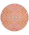Addison Chantille Machine Washable Acn1010 8'x8' Round Area Rug In Coral