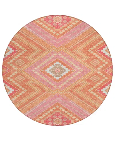 Addison Chantille Machine Washable Acn1010 8'x8' Round Area Rug In Coral