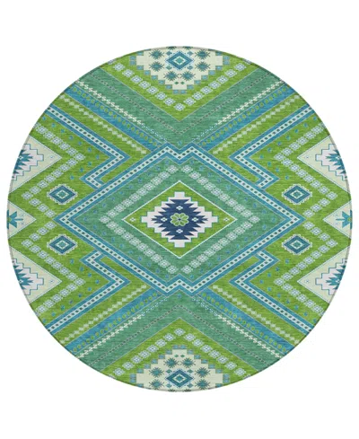 Addison Chantille Machine Washable Acn1010 8'x8' Round Area Rug In Lime
