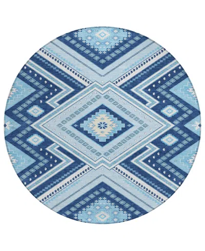 Addison Chantille Machine Washable Acn1010 8'x8' Round Area Rug In Navy