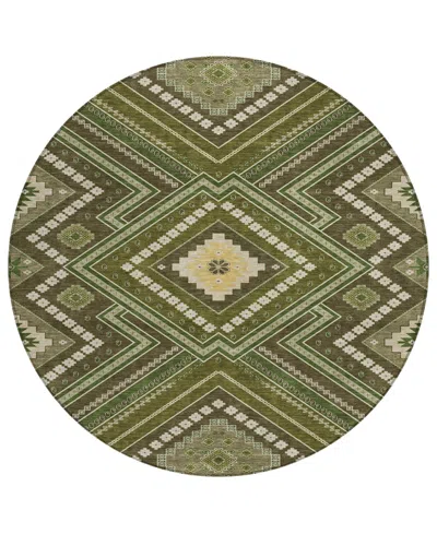 Addison Chantille Machine Washable Acn1010 8'x8' Round Area Rug In Olive