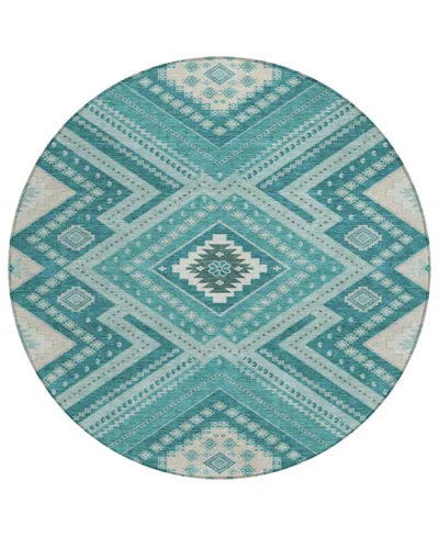 Addison Chantille Machine Washable Acn1010 8'x8' Round Area Rug In Teal