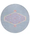 Addison Chantille Machine Washable Acn1011 8'x8' Round Area Rug In Denim