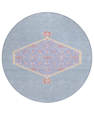 Addison Chantille Machine Washable Acn1011 8'x8' Round Area Rug In Denim