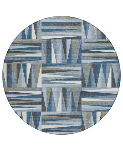 Addison Chantille Machine Washable Acn1012 8'x8' Round Area Rug In Denim