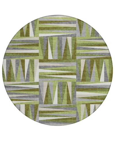 Addison Chantille Machine Washable Acn1012 8'x8' Round Area Rug In Green
