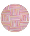 Addison Chantille Machine Washable Acn1012 8'x8' Round Area Rug In Rose