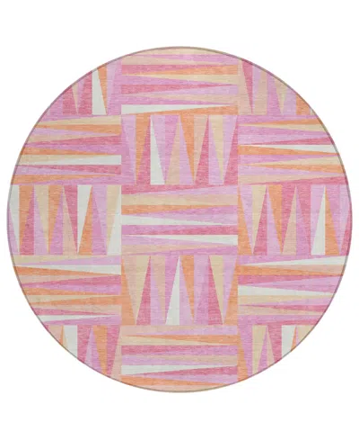 Addison Chantille Machine Washable Acn1012 8'x8' Round Area Rug In Rose