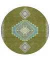 Addison Chantille Machine Washable Acn1014 8'x8' Round Area Rug In Olive