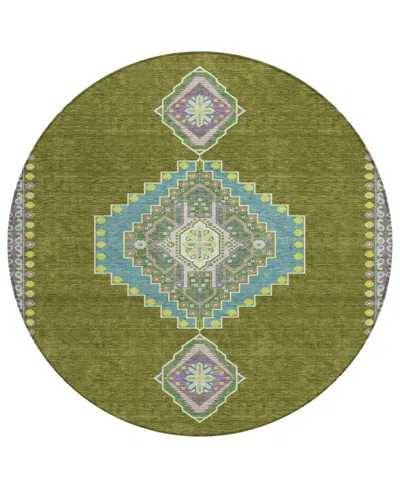 Addison Chantille Machine Washable Acn1014 8'x8' Round Area Rug In Olive