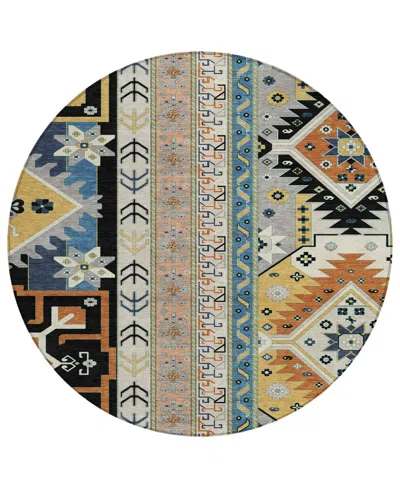 Addison Chantille Machine Washable Acn1015 8'x8' Round Area Rug In Black