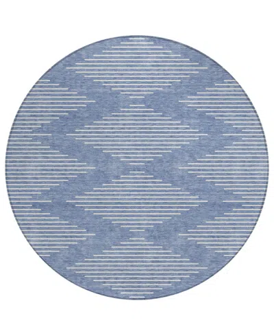 Addison Chantille Machine Washable Acn1016 8'x8' Round Area Rug In Denim