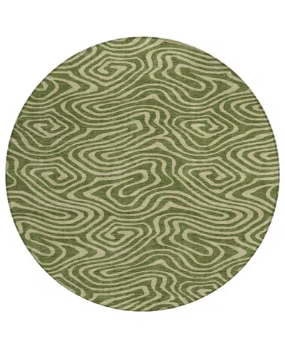 Addison Chantille Machine Washable Acn1020 8'x8' Round Area Rug In Olive