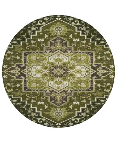 Addison Chantille Machine Washable Acn1036 8'x8' Round Area Rug In Olive
