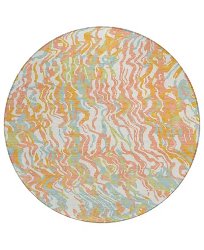 Addison Chantille Machine Washable Acn1038 8'x8' Round Area Rug In Coral