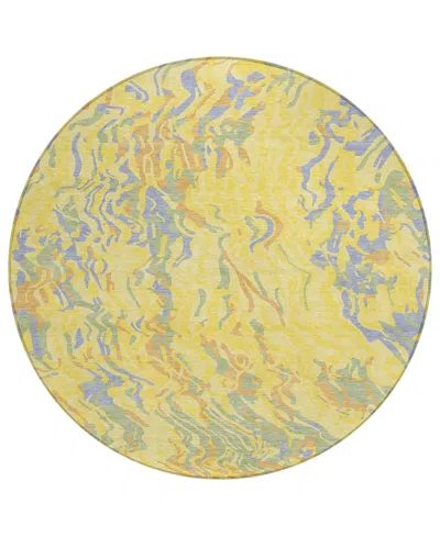 Addison Chantille Machine Washable Acn1038 8'x8' Round Area Rug In Yellow