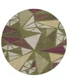 Addison Chantille Machine Washable Acn1039 8'x8' Round Area Rug In Olive