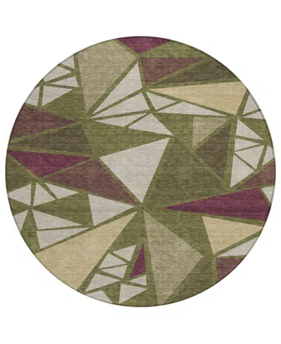 Addison Chantille Machine Washable Acn1039 8'x8' Round Area Rug In Olive