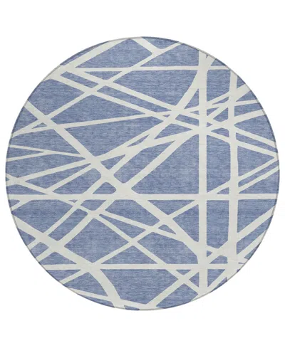 Addison Chantille Machine Washable Acn1040 8'x8' Round Area Rug In Denim