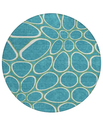 Addison Chantille Machine Washable Acn1041 8'x8' Round Area Rug In Teal