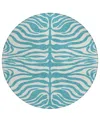 Addison Chantille Machine Washable Acn1042 8'x8' Round Area Rug In Teal