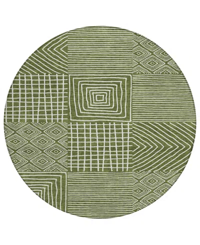 Addison Chantille Machine Washable Acn1044 8'x8' Round Area Rug In Olive