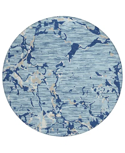 Addison Chantille Machine Washable Acn1046 8'x8' Round Area Rug In Denim