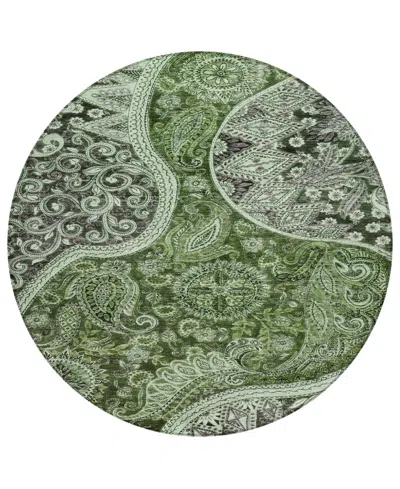 Addison Chantille Machine Washable Acn1078 8'x8' Round Area Rug In Olive