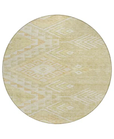 Addison Chantille Machine Washable Acn1091 8'x8' Round Area Rug In Tan