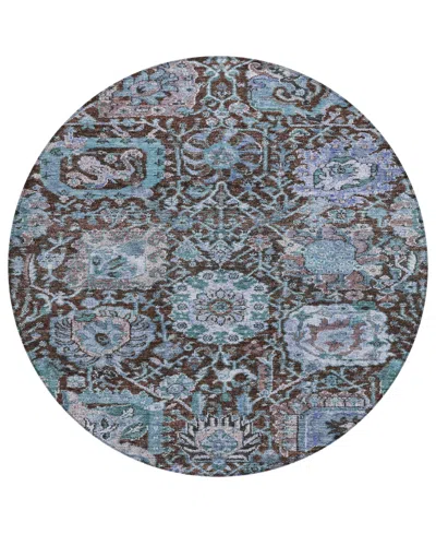 Addison Chantille Machine Washable Acn1101 8'x8' Round Area Rug In Chocolate