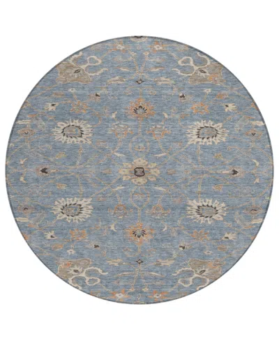 Addison Chantille Machine Washable Acn1137 8'x8' Round Area Rug In Denim