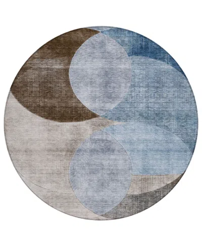 Addison Chantille Machine Washable Acn1140 8'x8' Round Area Rug In Denim