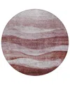 Addison Chantille Machine Washable Acn1141 8'x8' Round Area Rug In Rose