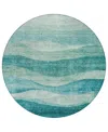 Addison Chantille Machine Washable Acn1141 8'x8' Round Area Rug In Teal